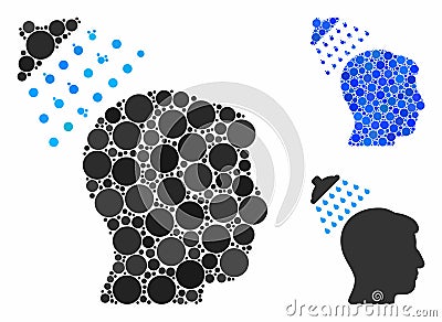 Head shower Mosaic Icon of Round Dots Vector Illustration