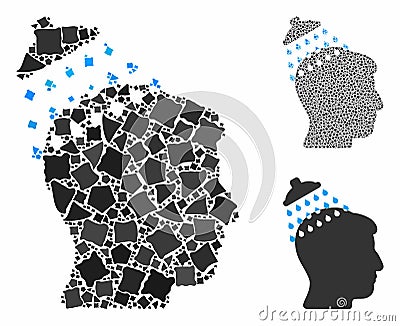 Head shower Mosaic Icon of Inequal Pieces Vector Illustration
