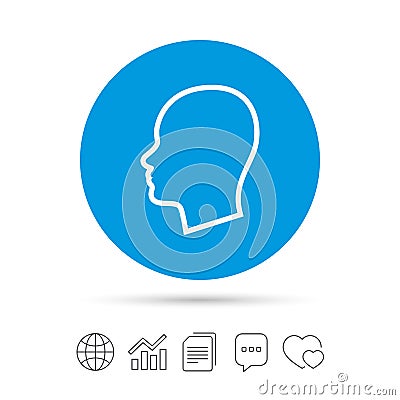 Head sign icon. Female woman human head. Vector Illustration