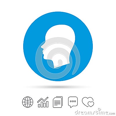 Head sign icon. Female woman human head. Vector Illustration