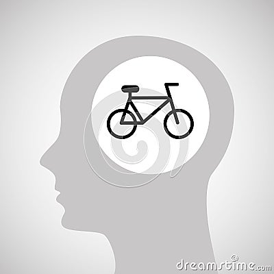 Head silhouette bicycle extreme sport Vector Illustration