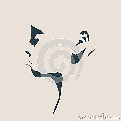 Head silhouette. Face profile view. Vector Illustration