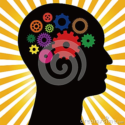 Head Silhouette With Gears Vector Illustration