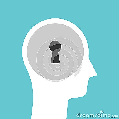 Head silhouette, keyhole, lock Vector Illustration