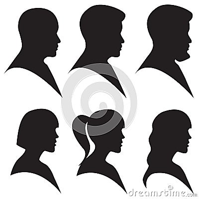 Head Silhouette of Man and Woman Vector Illustration