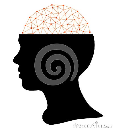 Head silhouette and mind, neurons network Vector Illustration