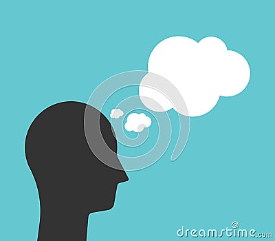 Head silhouette thinking, cloud Vector Illustration