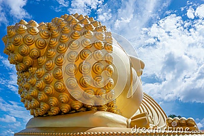 Head of sleeping buddha statue Stock Photo