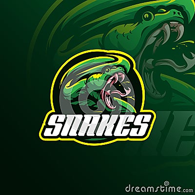 Head snake mascot logo design vector with badge emblem concept f Vector Illustration