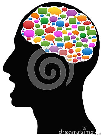 Head with Speech Bubbles Vector Illustration