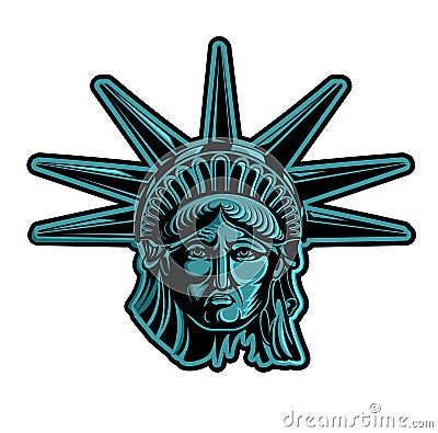 Head of Statue of Liberty color vector illustration. Independence day, memorial day, symbol of america Vector Illustration