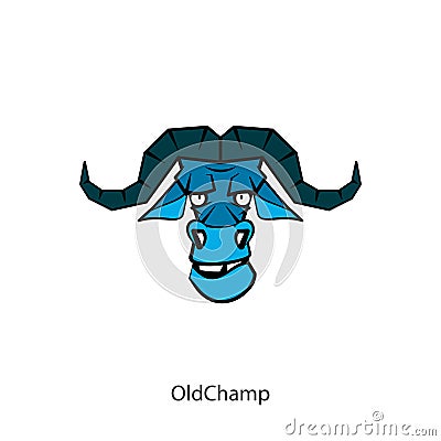 Funny head wild bison color Vector Illustration