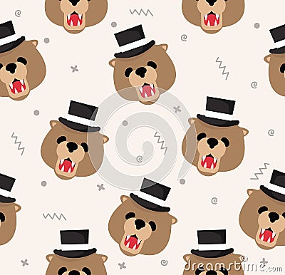 Head teddy Bear sameless pattern Vector Illustration