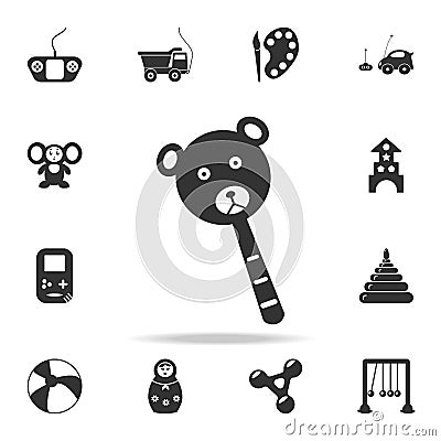 head teddy bear on stick icon. Detailed set of baby toys icons. Premium quality graphic design. One of the collection icons for we Stock Photo