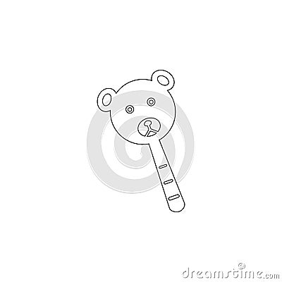 head teddy bear on stick icon. Toy element icon. Premium quality graphic design icon. Baby Signs, outline symbols collection icon Stock Photo