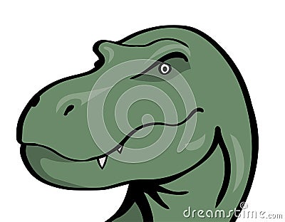 Head of a terrible tyrannosaurus with predatory eyes and jaw Vector Illustration