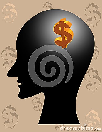 Head thinking money Vector Illustration