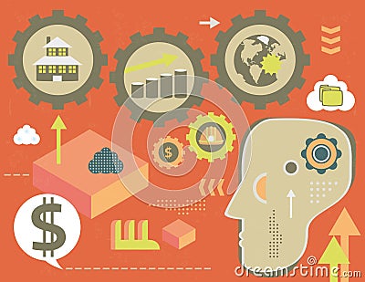 Head thinking in real estate Vector Illustration
