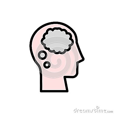 head thinks icon. Simple color with outline vector elements of brain process icons for ui and ux, website or mobile application Stock Photo