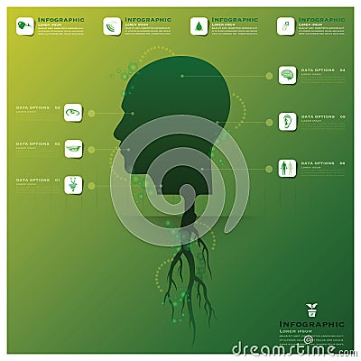 Head Tree And Root Infographic Design Template Vector Illustration