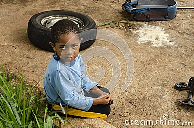 Head Turn, Eyes Looking Up Stock Photo