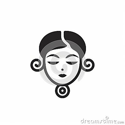 Ancient Chinese-inspired Woman's Hair Logo With Playful Character Design Stock Photo