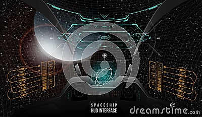 Head-up display elements for the Spaceship interface Vector Illustration