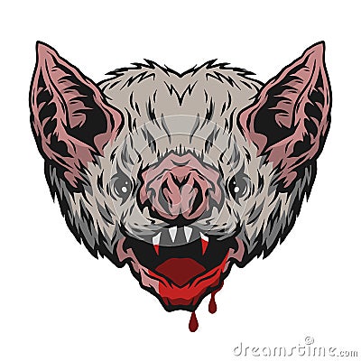 Head vampire bat. Vector Illustration