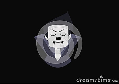 Head vampire monster on a dark background Vector Illustration