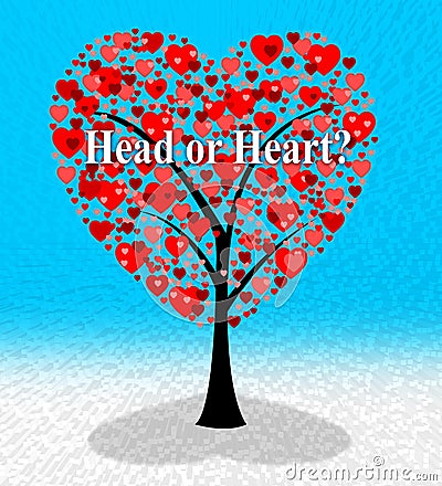 Head Vs Heart Symbol Portrays Emotion Concept Against Logical Thinking - 3d Illustration Stock Photo