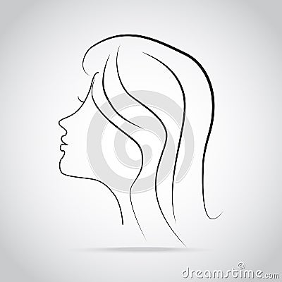 Head woman face of side icon Vector Illustration