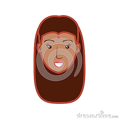 Head of woman indian avatar character Vector Illustration