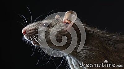 Head of young common rat. Young baby brown rat, Rattus norvegicus. generative ai Stock Photo