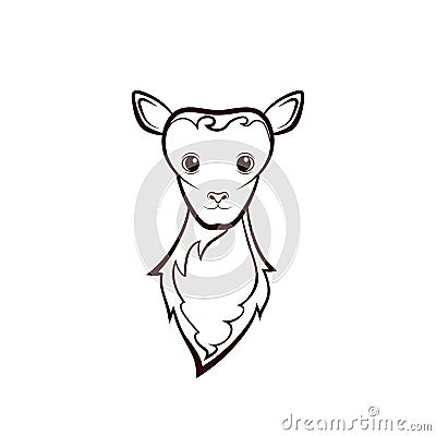 Head of a young mutton. Vector Illustration