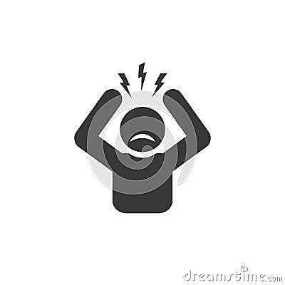 Headache glyph icon. Silhouette symbol. Anger and irritation. Frustration. Nervous tension. Aggression Vector Illustration