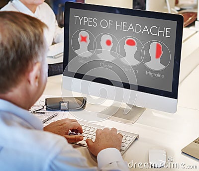 Headache Symptom Migraine Tension Cluster Concept Stock Photo