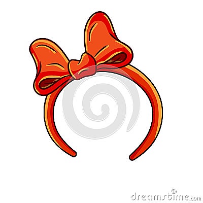 Headband with red bow. Woman Headdress for hair. Vector Illustration