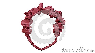 A headband with ruffle and ruched pattern made out of satin silk cloth fabric texture with white background Stock Photo