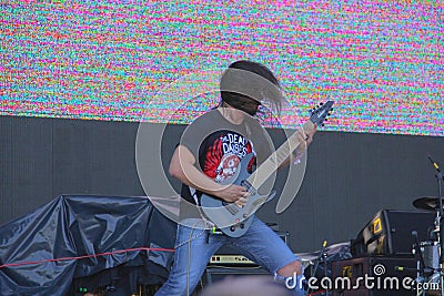 Headbanging Rock Guitarist Player Editorial Stock Photo