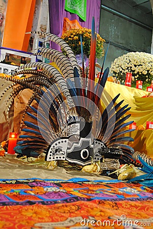 Headdress from the celebration of the Day of the Dead (el Dia de los Muertos) in Madrid, Spain Editorial Stock Photo