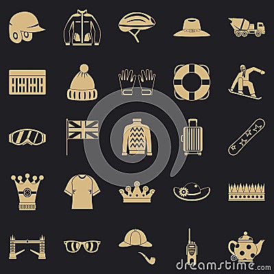 Headdress icons set, simple style Vector Illustration