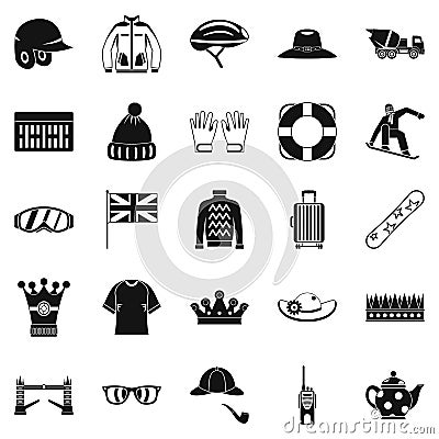 Headdress icons set, simple style Vector Illustration