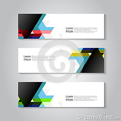 Header and banner template with color triangle background. Geometry business concept for header, banner, layout, brochure, flyer, Vector Illustration