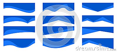 Header shape background for website design. Vector blue border for banner. Abstract divider for bottom or frame of Vector Illustration