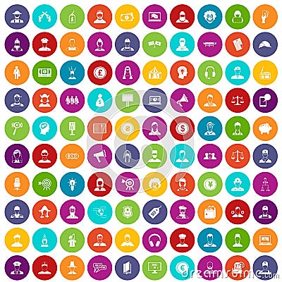 100 headhunter icons set color Vector Illustration
