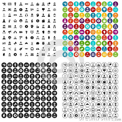 100 headhunter icons set variant Stock Photo