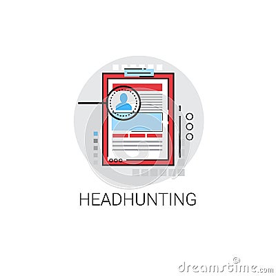 Headhunting Curriculum Vitae Document Resume CV Profile Icon Vector Illustration