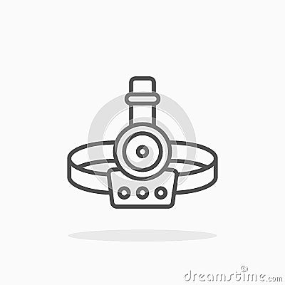 Headlamp icon. Outline linear style Vector Illustration