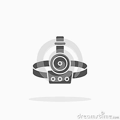 Headlamp icon. Glyph or Solid style Vector Illustration