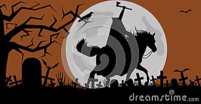 Headless horseman with an axe in his hand Vector Illustration